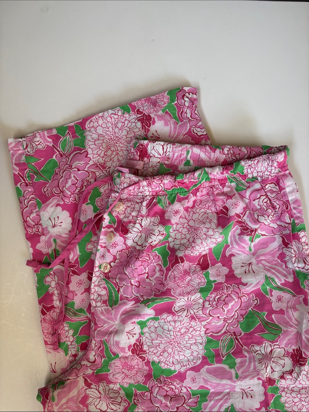 Lilly Pulitzer Pink Floral Pajama Pants Lounge Comfort Cotton‎ Women’s Medium
